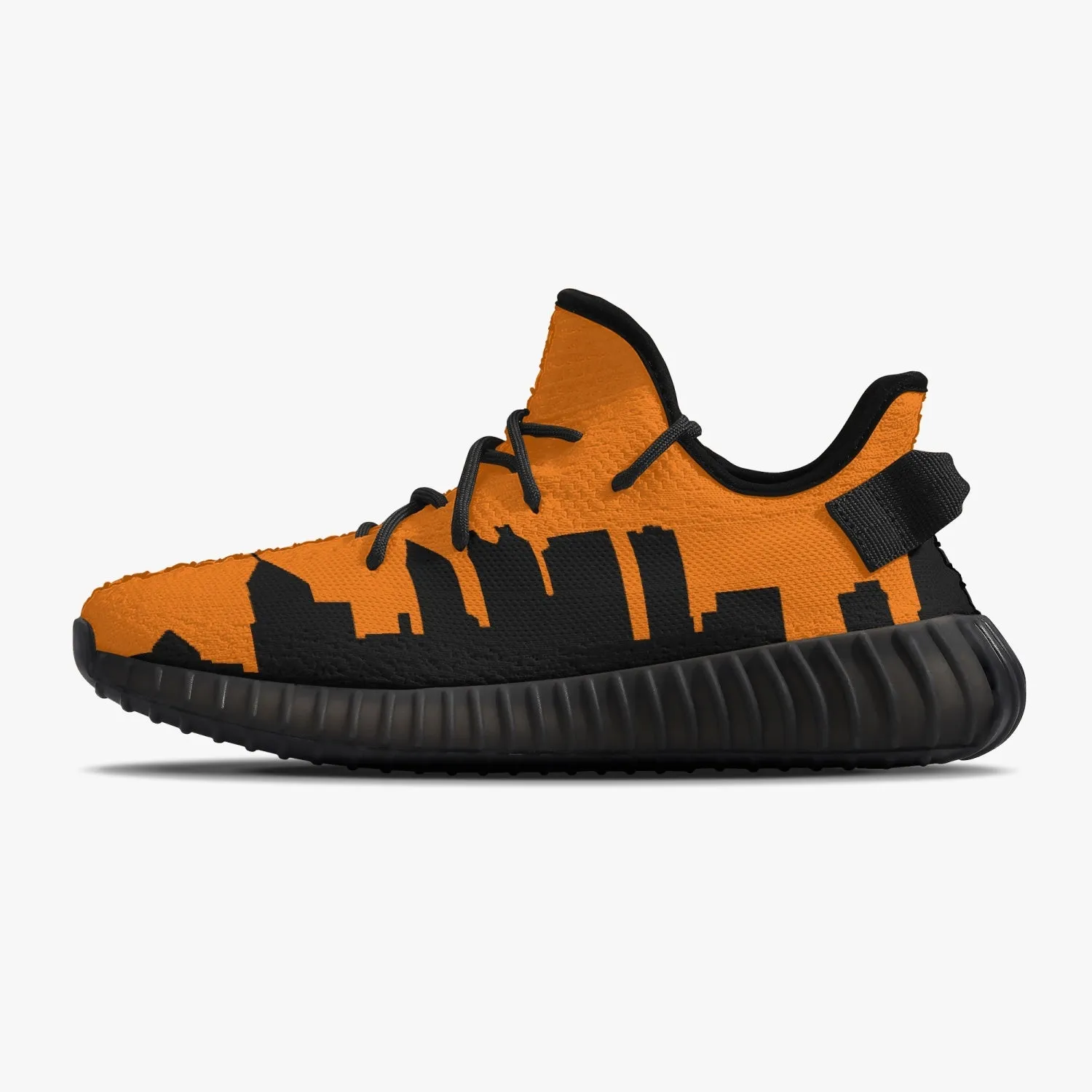 233. Neon Orange & Black Atlanta Skyline Adult Unisex Mesh Knit Sneakers