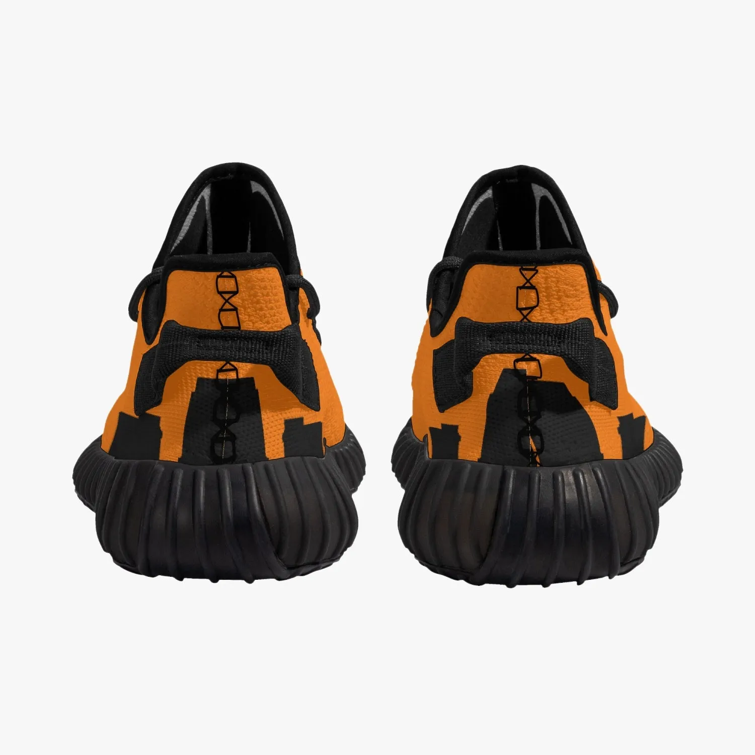 233. Neon Orange & Black Atlanta Skyline Adult Unisex Mesh Knit Sneakers