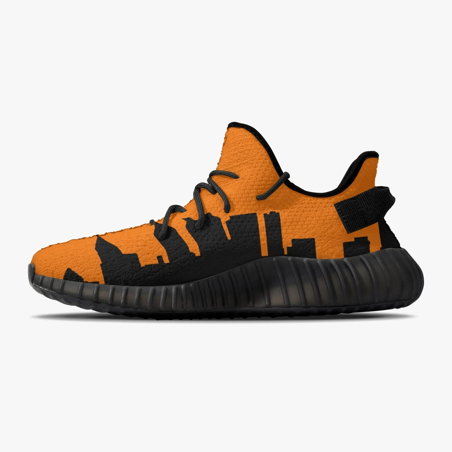233. Neon Orange & Black Atlanta Skyline Adult Unisex Mesh Knit Sneakers