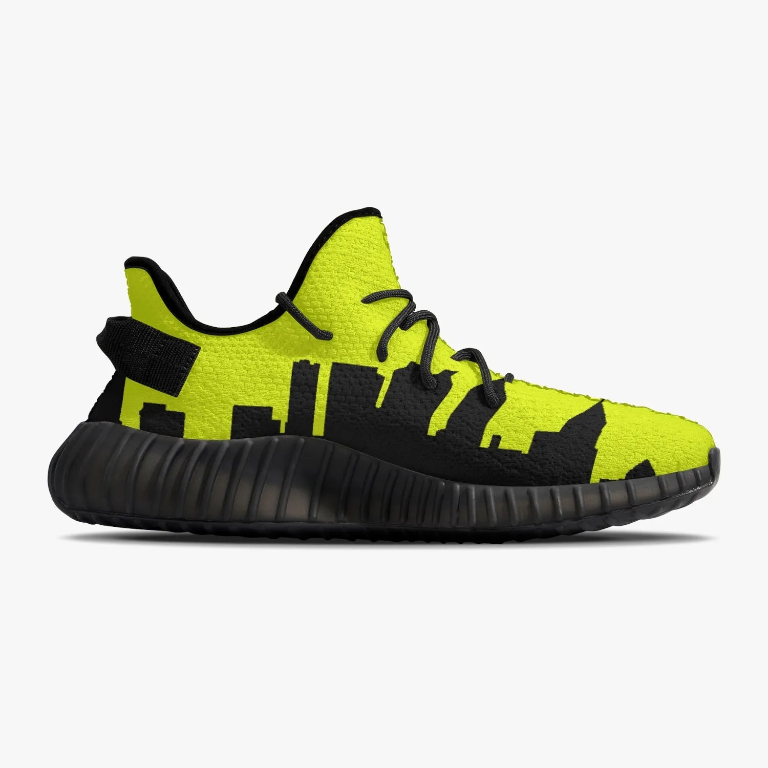 233. Neon Yellow & Black Atlanta Skyline Adult Unisex Mesh Knit Sneakers