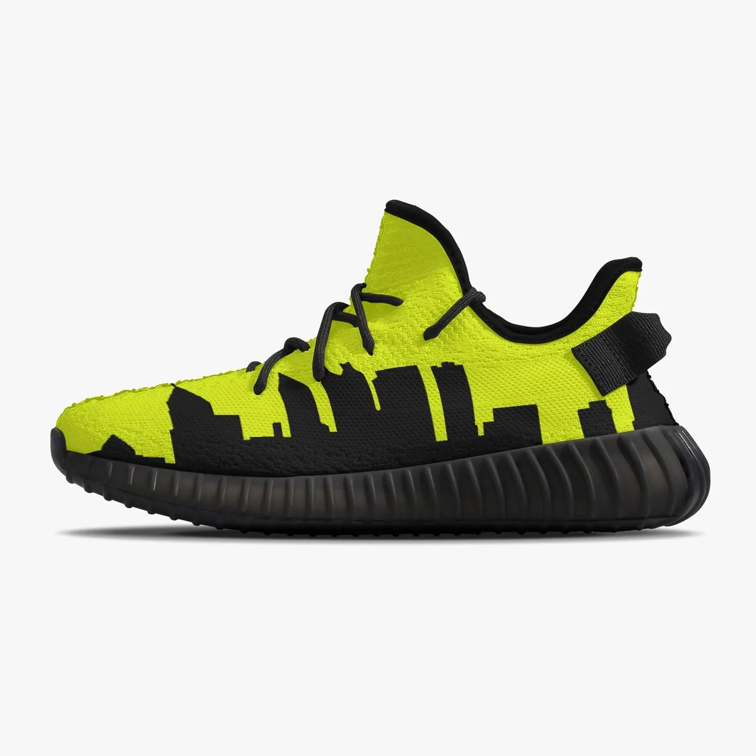 233. Neon Yellow & Black Atlanta Skyline Adult Unisex Mesh Knit Sneakers