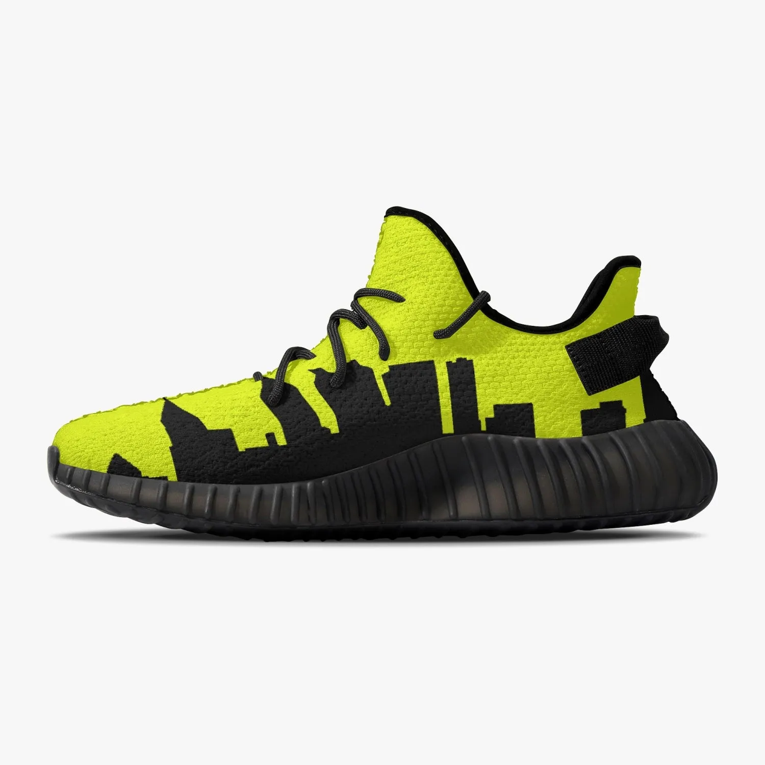 233. Neon Yellow & Black Atlanta Skyline Adult Unisex Mesh Knit Sneakers