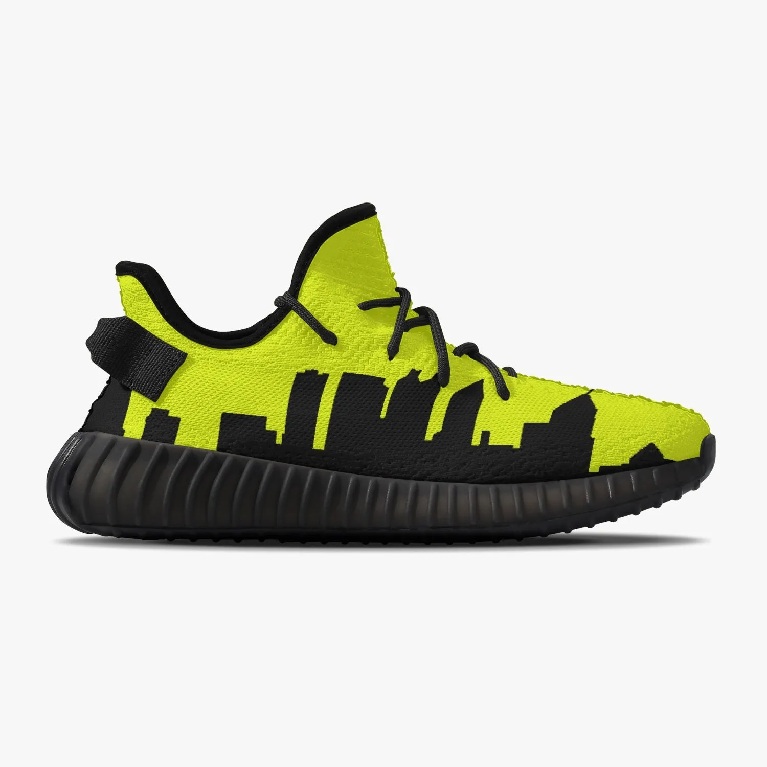 233. Neon Yellow & Black Atlanta Skyline Adult Unisex Mesh Knit Sneakers