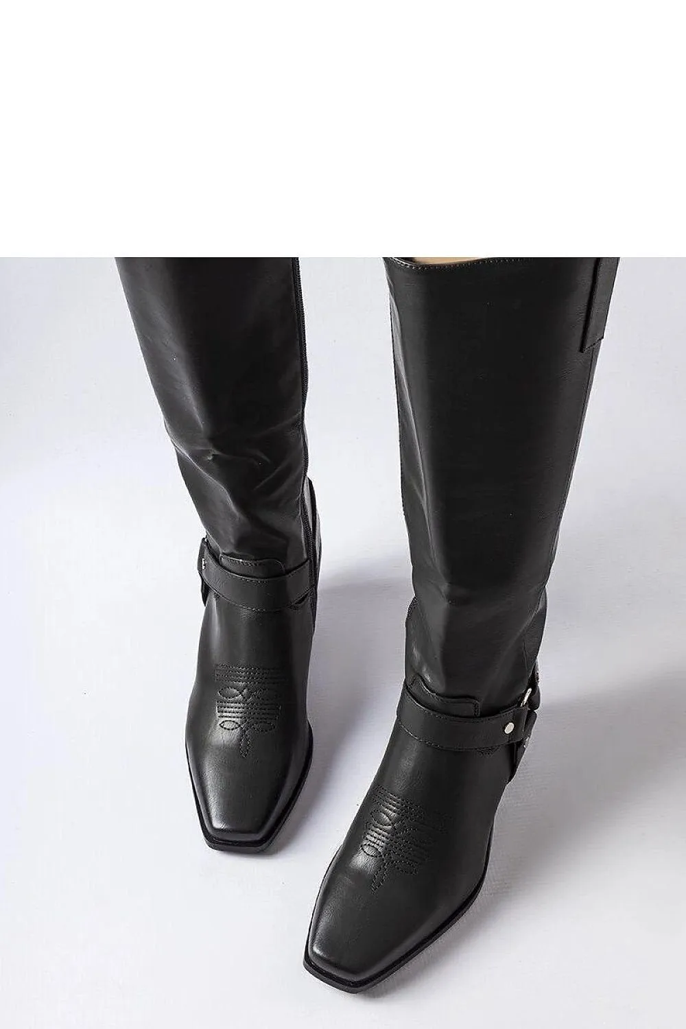 Black cowboy heel boots