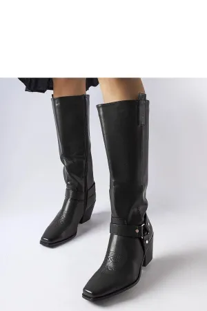 Black cowboy heel boots