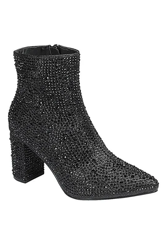 Black Rhinestone Casual Boots