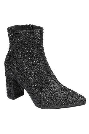 Black Rhinestone Casual Boots
