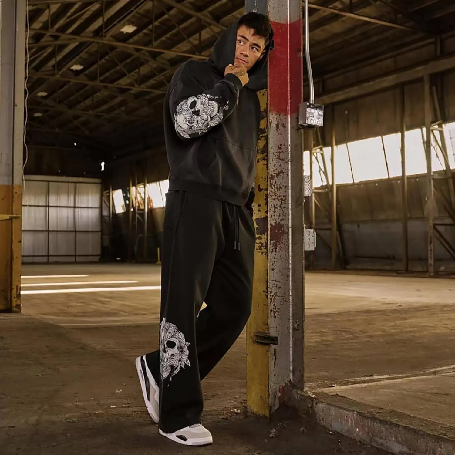 BOOMLEMON Mens Graphic Print Joggers Baggy Casual Workout Pants Bandana Punk Streetwear Sweatpants with Pockets