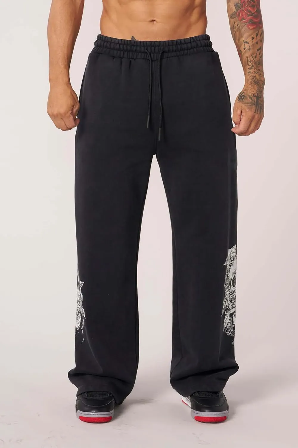 BOOMLEMON Mens Graphic Print Joggers Baggy Casual Workout Pants Bandana Punk Streetwear Sweatpants with Pockets