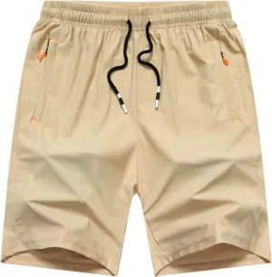 Boys Lightweight Athletic Running Shorts Quick Dry Workout Shorts for Gym Shorts Hiking with Zipper Pockets