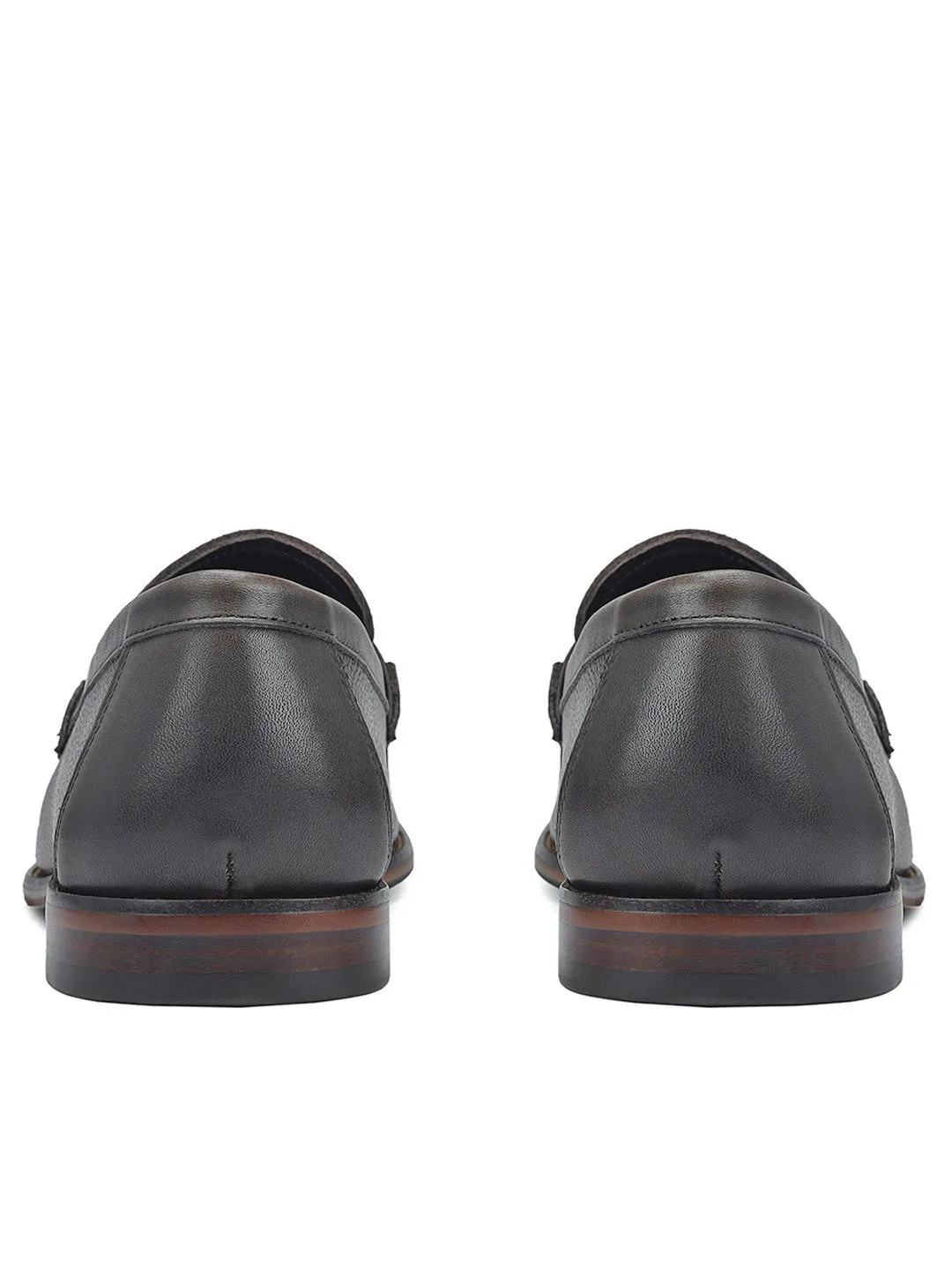 Brown Leather Loafers With Panel
