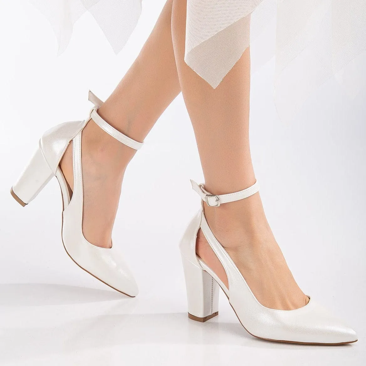 Camila Vegan Suede Wedding Heels | Ivory
