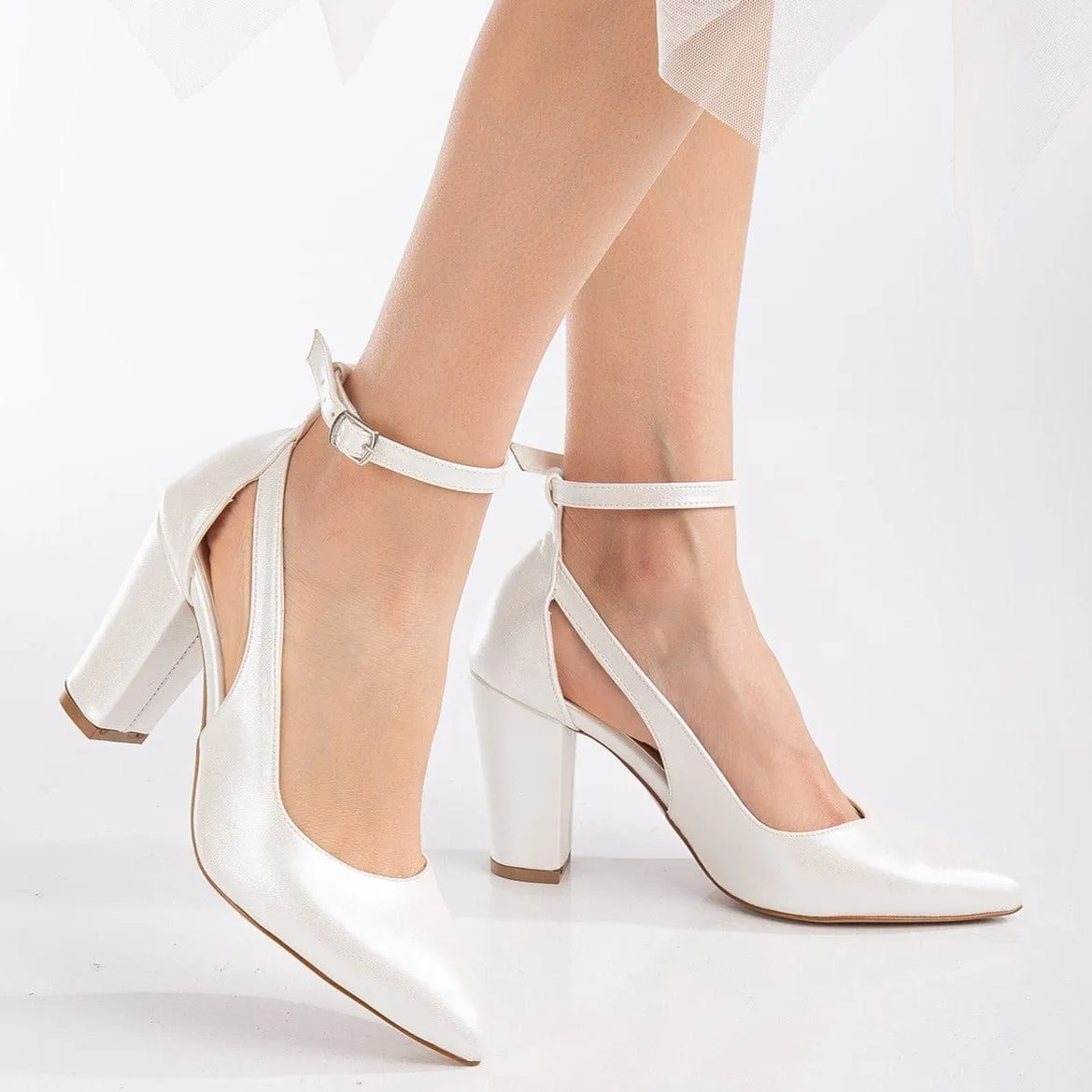 Camila Vegan Suede Wedding Heels | Ivory
