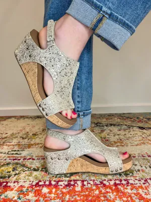 Corky's Footwear Carley Wedge Sandal - Beige New Glitter