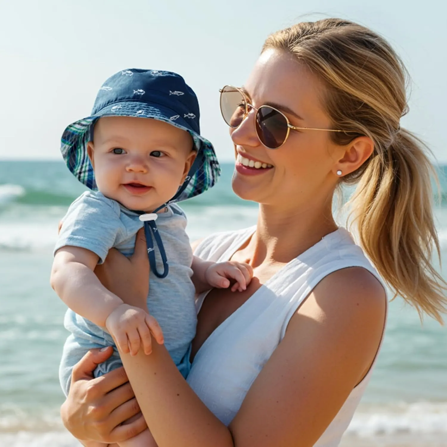 Durio UPF 50  Beach Baby Sun Hat Sun Protection Cute Wide Brim Summer Baby Boy Bucket Hats Toddler Sun Hats for Girl