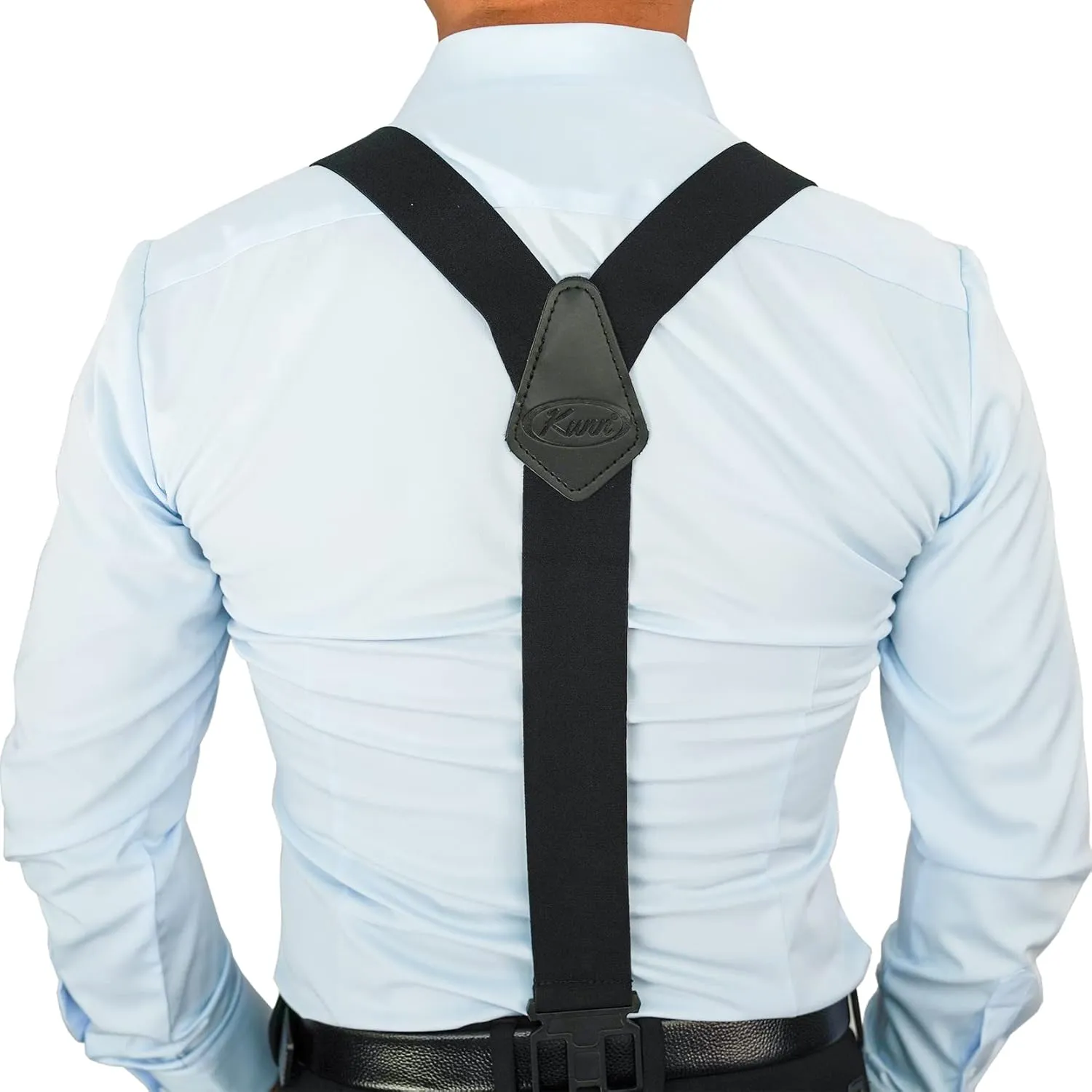 KUNN Men's 1.5 inch Adjustable Y Back Suspender,Elastic Hook End Suspenders