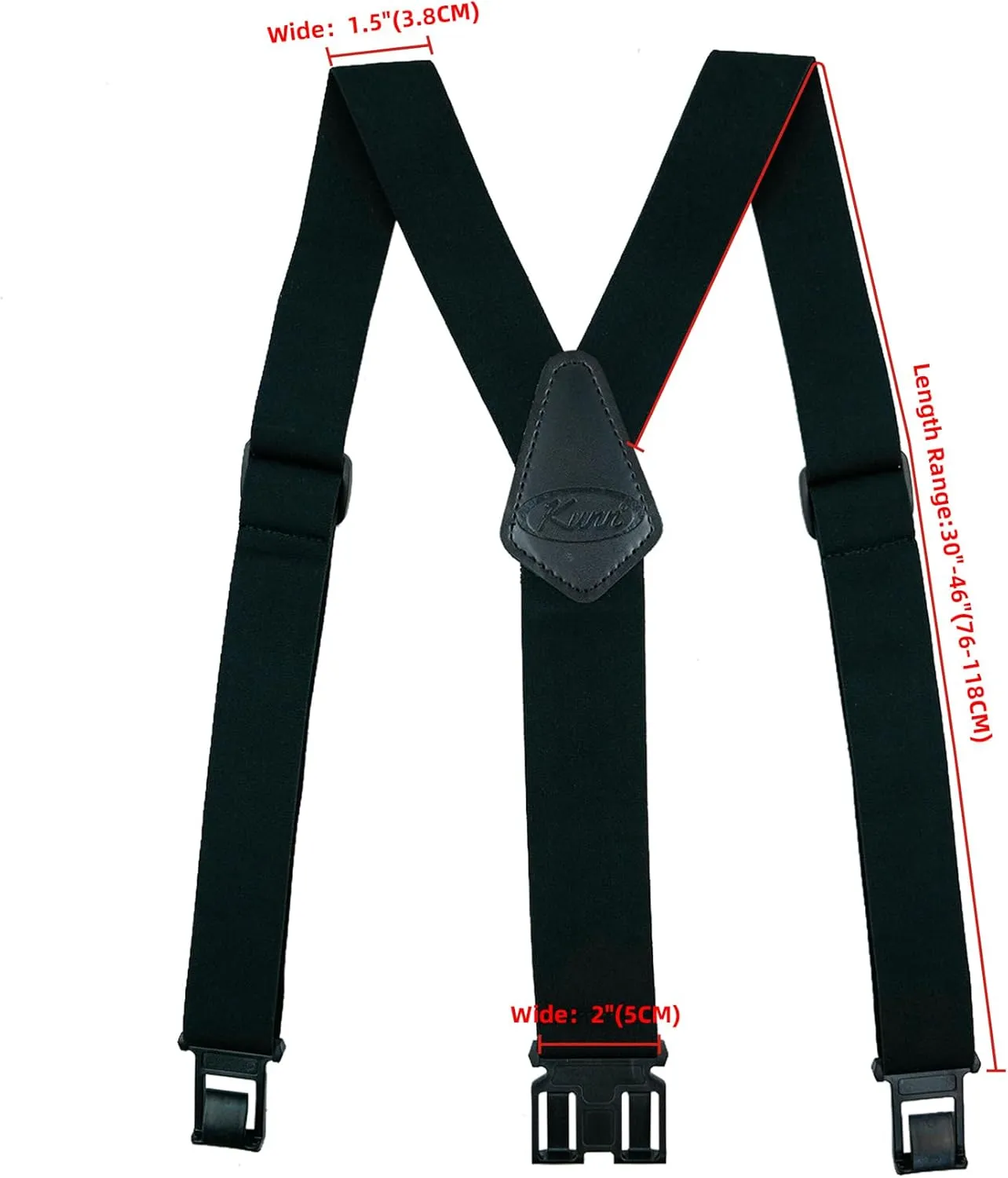KUNN Men's 1.5 inch Adjustable Y Back Suspender,Elastic Hook End Suspenders