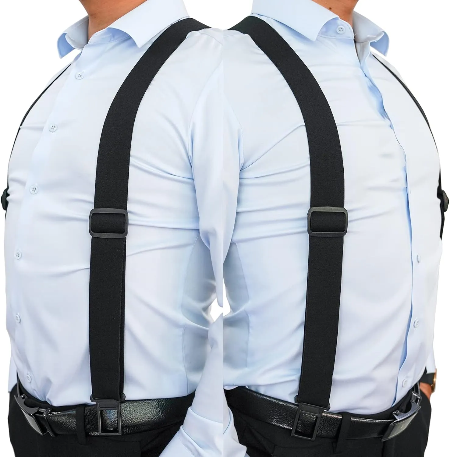 KUNN Men's 1.5 inch Adjustable Y Back Suspender,Elastic Hook End Suspenders
