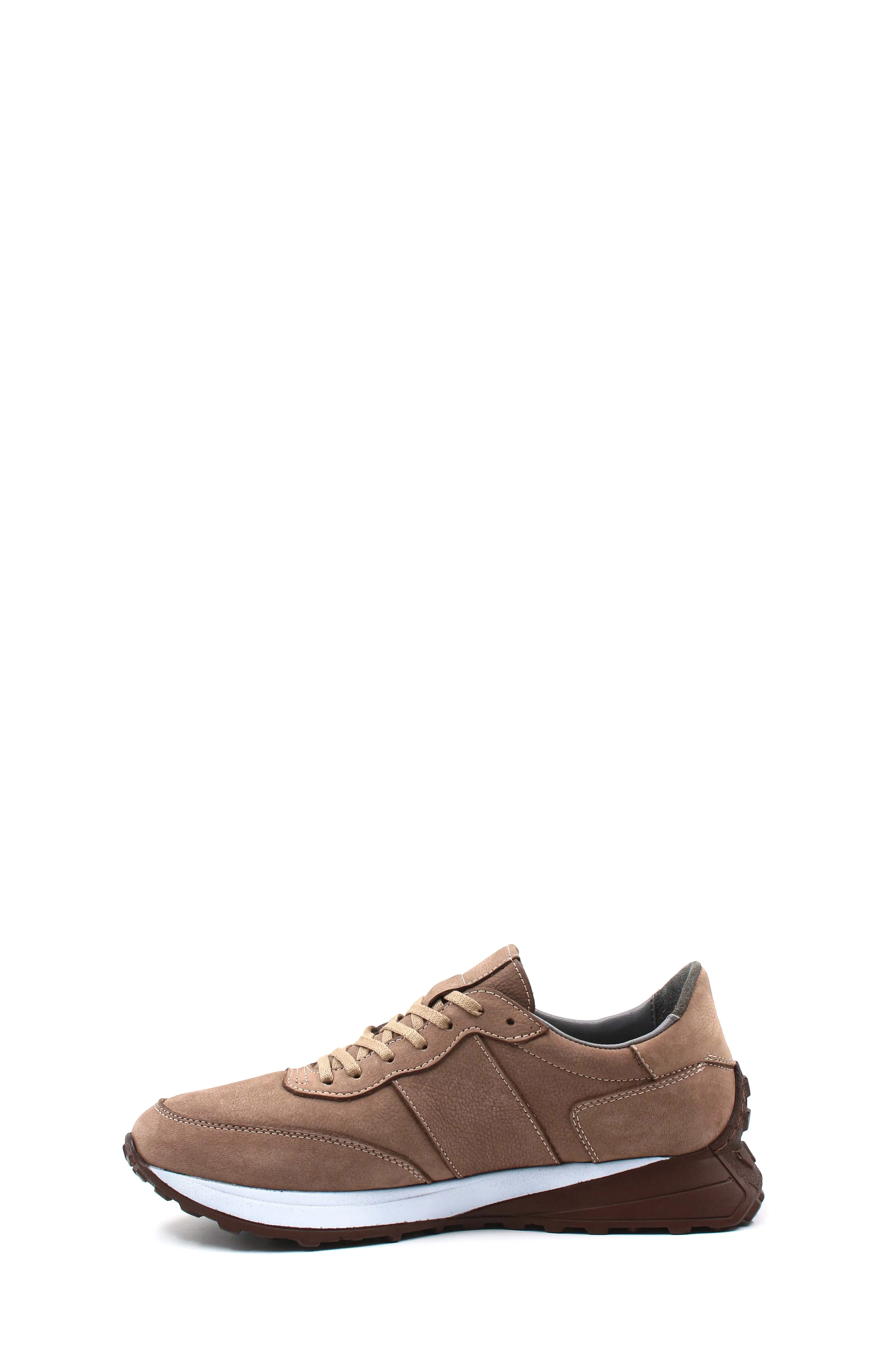Men's Beige Suede Lace-Up Sneakers with Cushioned Sole - Wessi