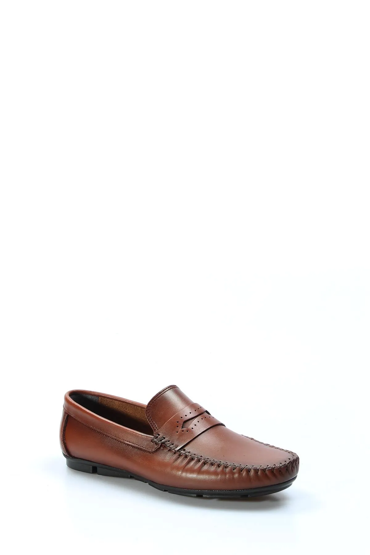 Men's Brown Leather Loafers with Hand-Stitched Detailing - Wessi