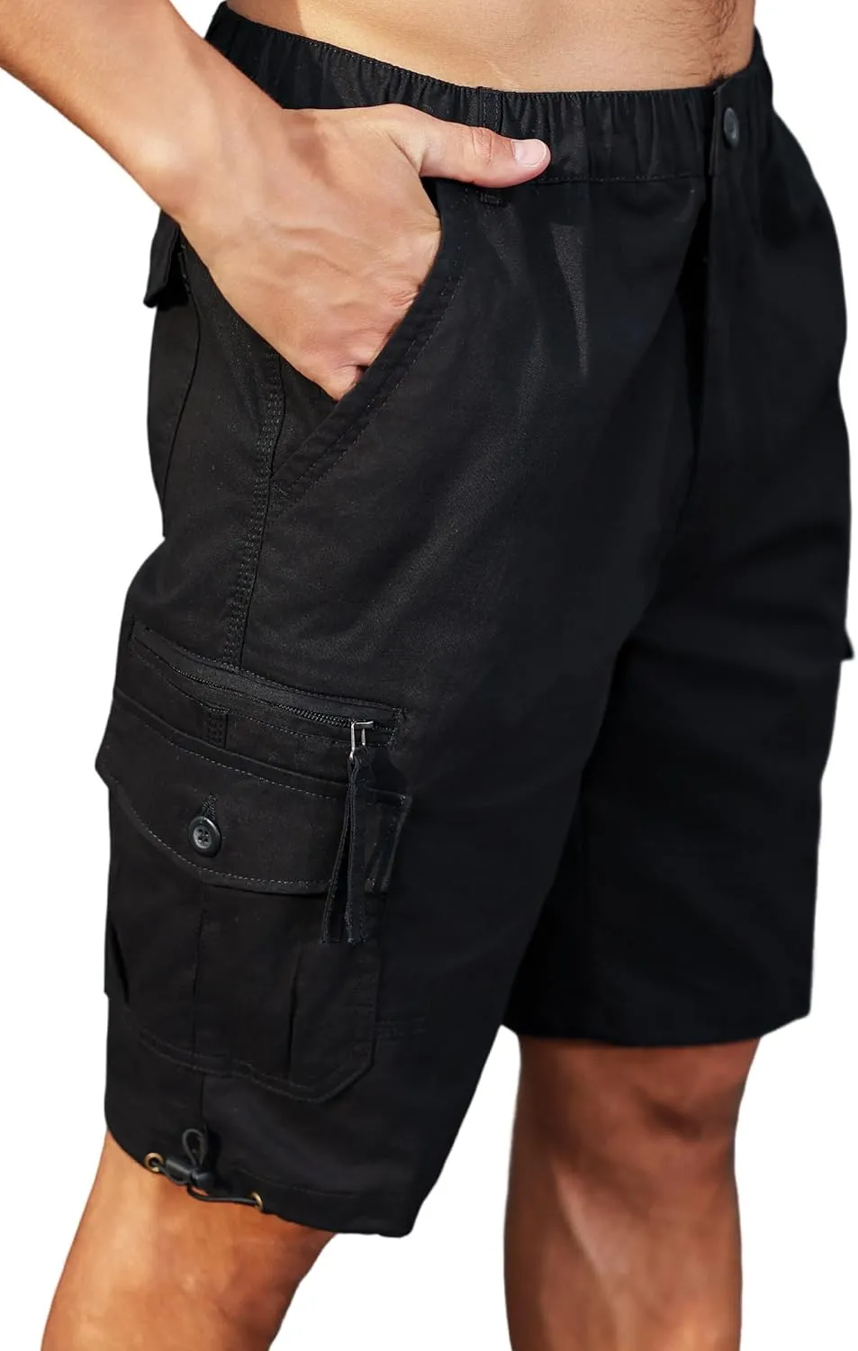 Men's Cargo Shorts with Multi-Pockets | Elastic Waist Cotton Relaxed Fit | 2025 Summer Casual