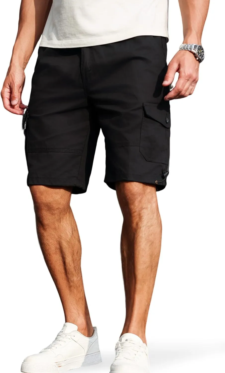 Men's Cargo Shorts with Multi-Pockets | Elastic Waist Cotton Relaxed Fit | 2025 Summer Casual