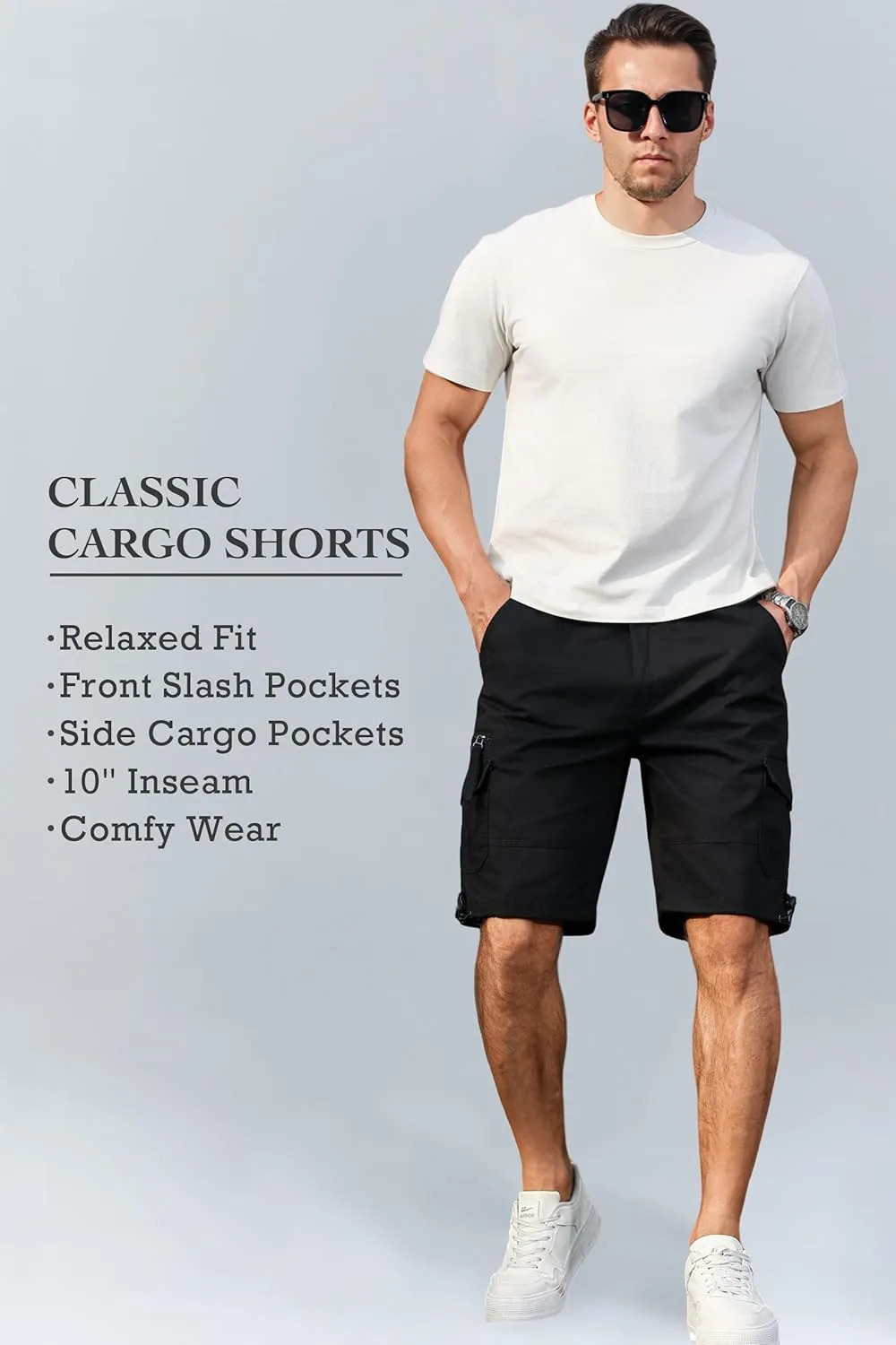 Men's Cargo Shorts with Multi-Pockets | Elastic Waist Cotton Relaxed Fit | 2025 Summer Casual