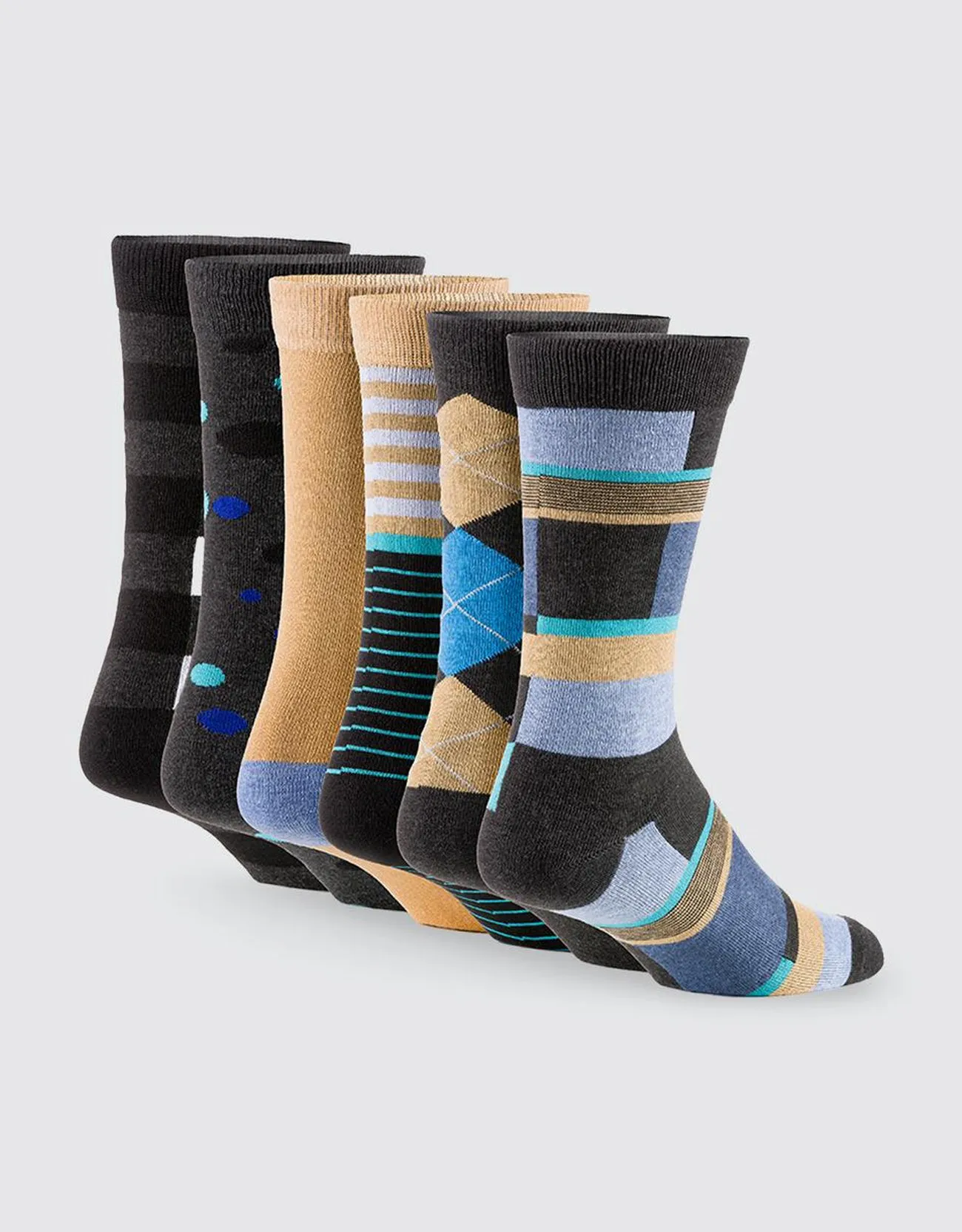Men's Funky Colorful Dress Socks 6 Pack