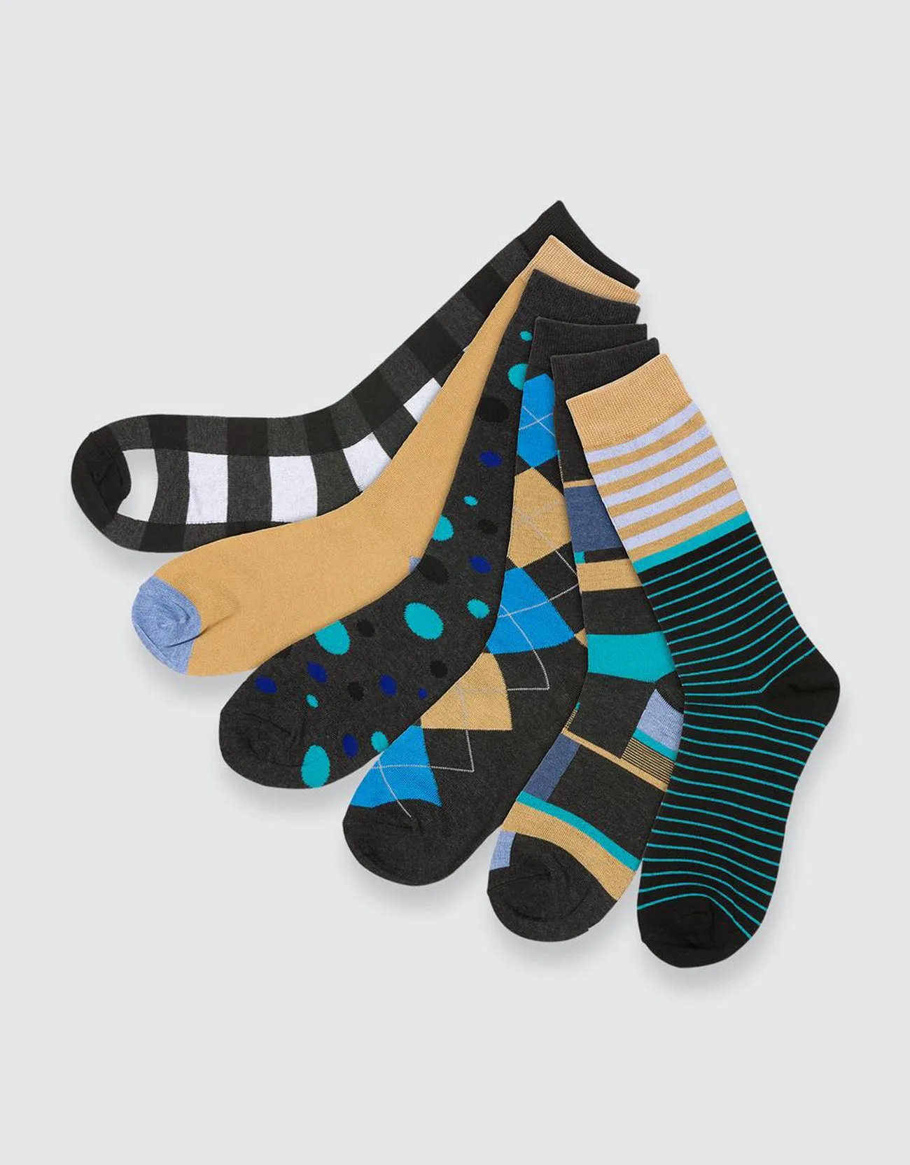 Men's Funky Colorful Dress Socks 6 Pack