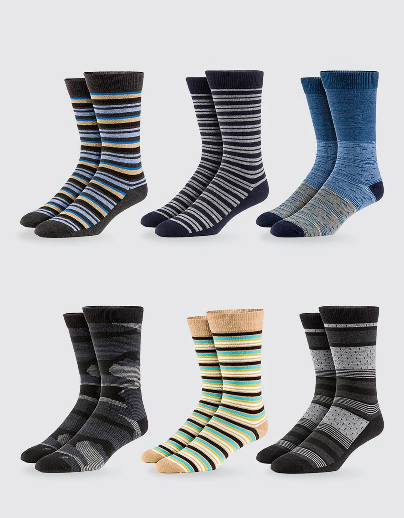 Men's Funky Colorful Dress Socks 6 Pack