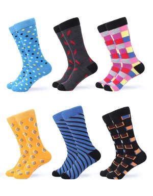 Men's Funky Colorful Dress Socks 6 Pack