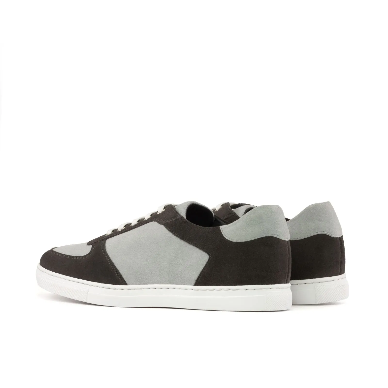 Men's Low Top Trainer Leather Shoes Wide Grey 5607