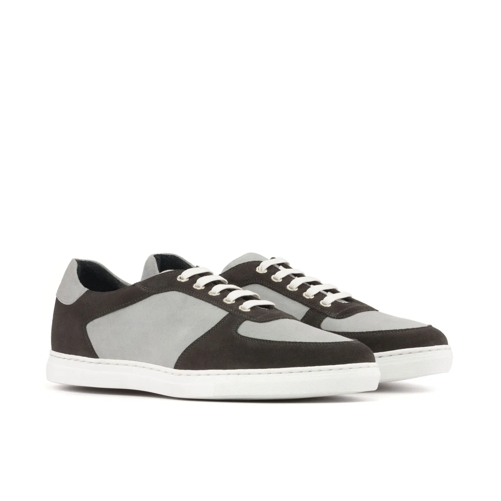 Men's Low Top Trainer Leather Shoes Wide Grey 5607