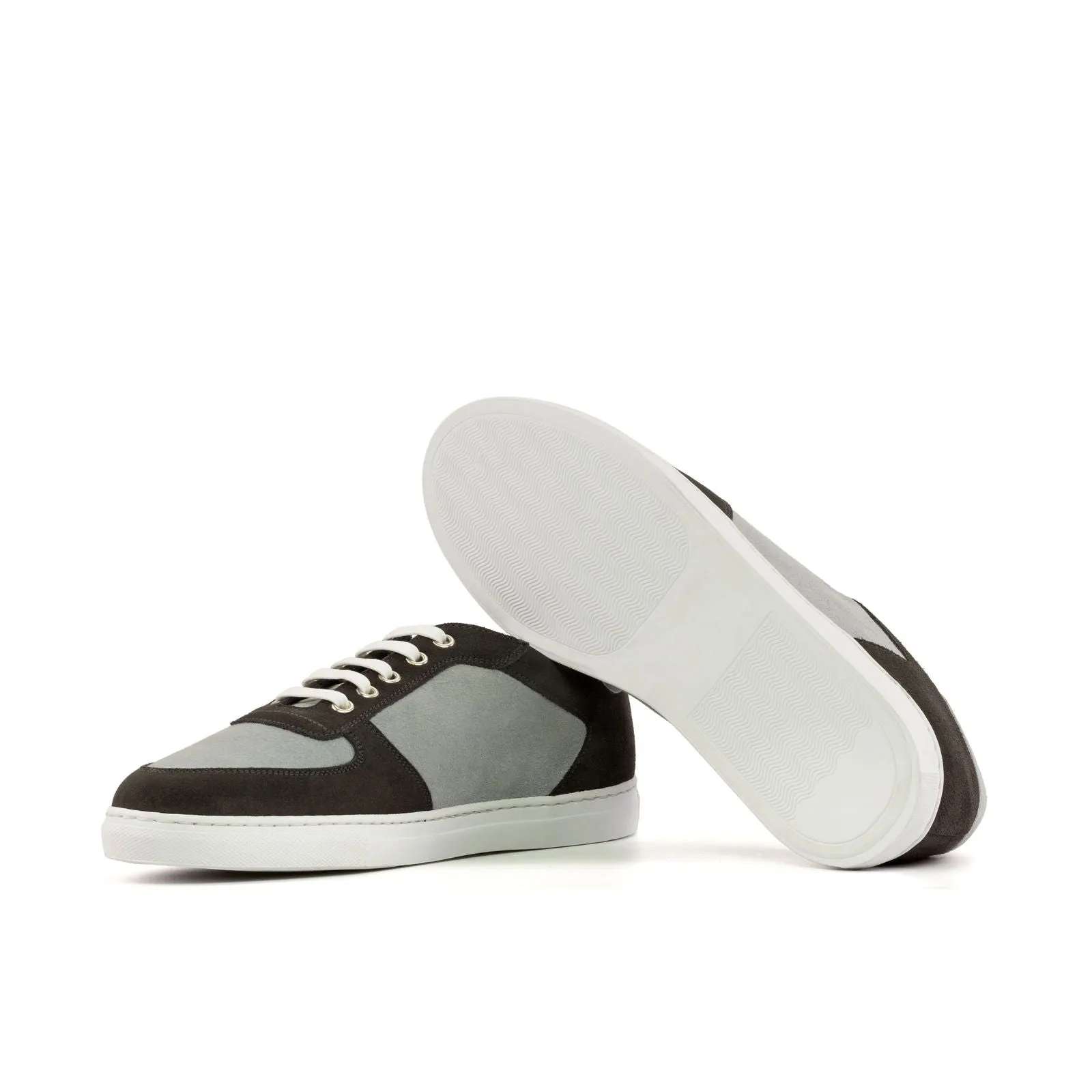 Men's Low Top Trainer Leather Shoes Wide Grey 5607