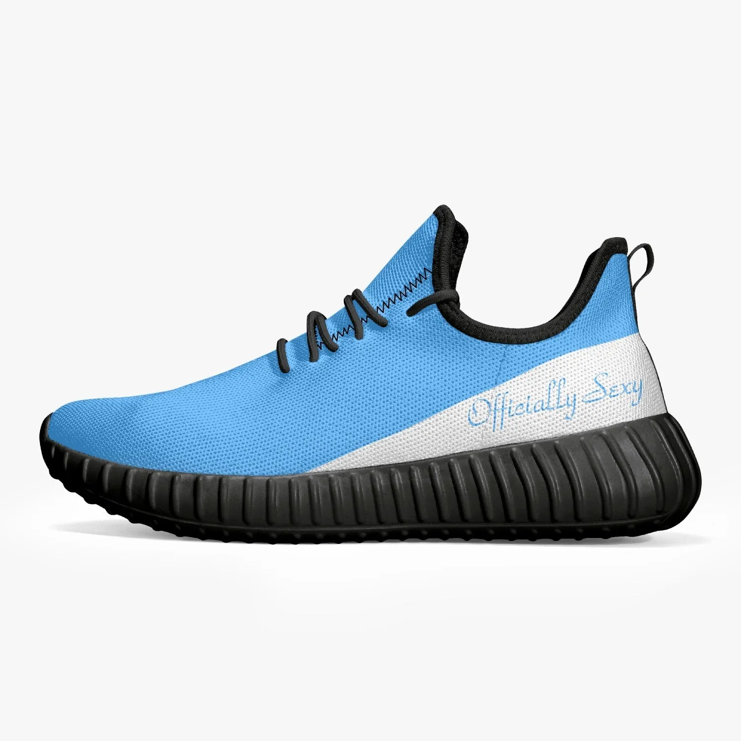 Officially Sexy Baby Blue & White Laser Mesh Knit Sneakers - With White or Black Sole