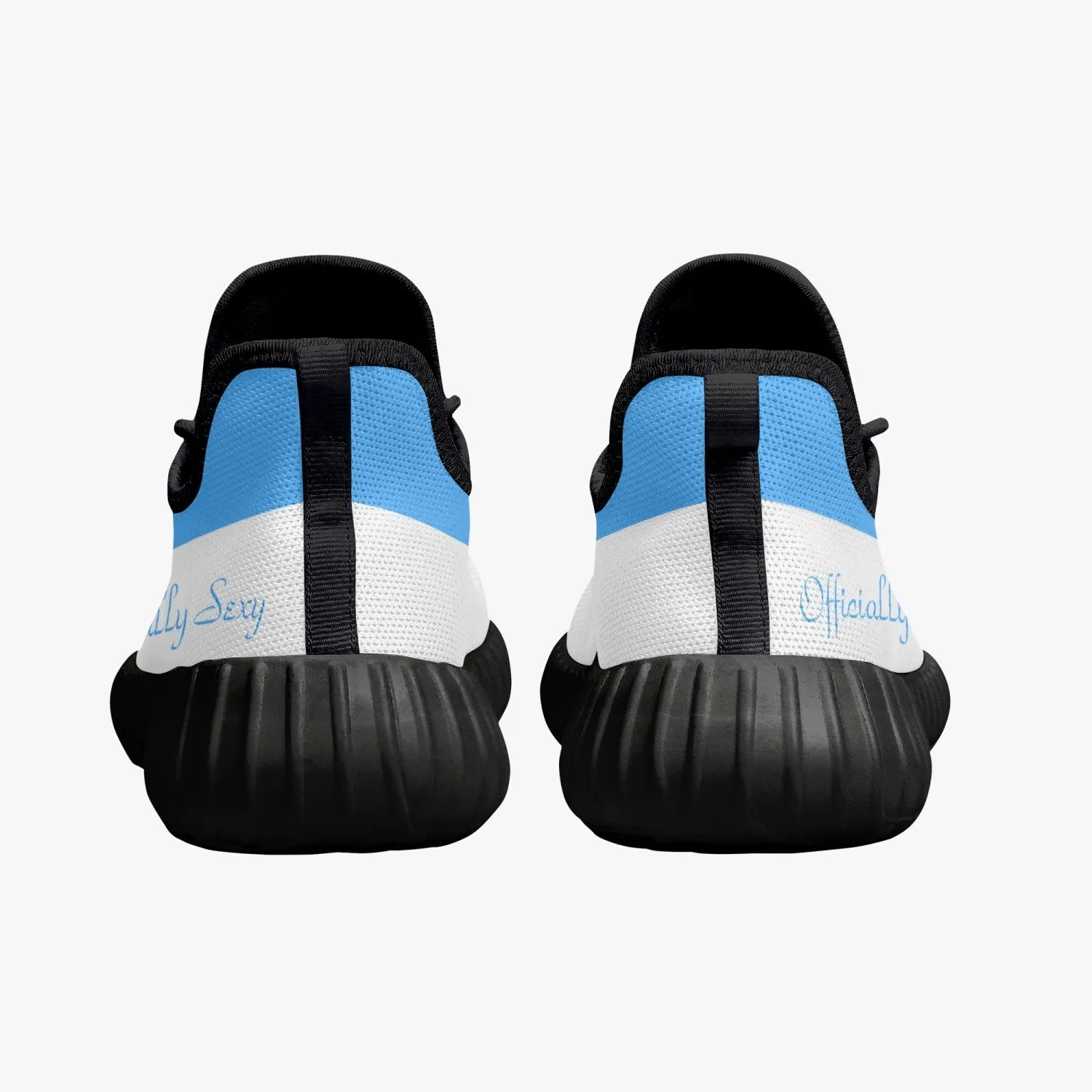 Officially Sexy Baby Blue & White Laser Mesh Knit Sneakers - With White or Black Sole