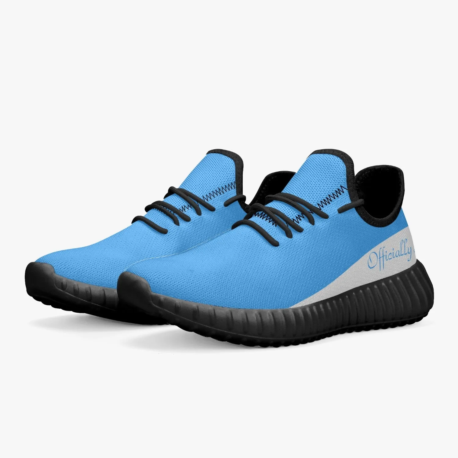 Officially Sexy Baby Blue & White Laser Mesh Knit Sneakers - With White or Black Sole