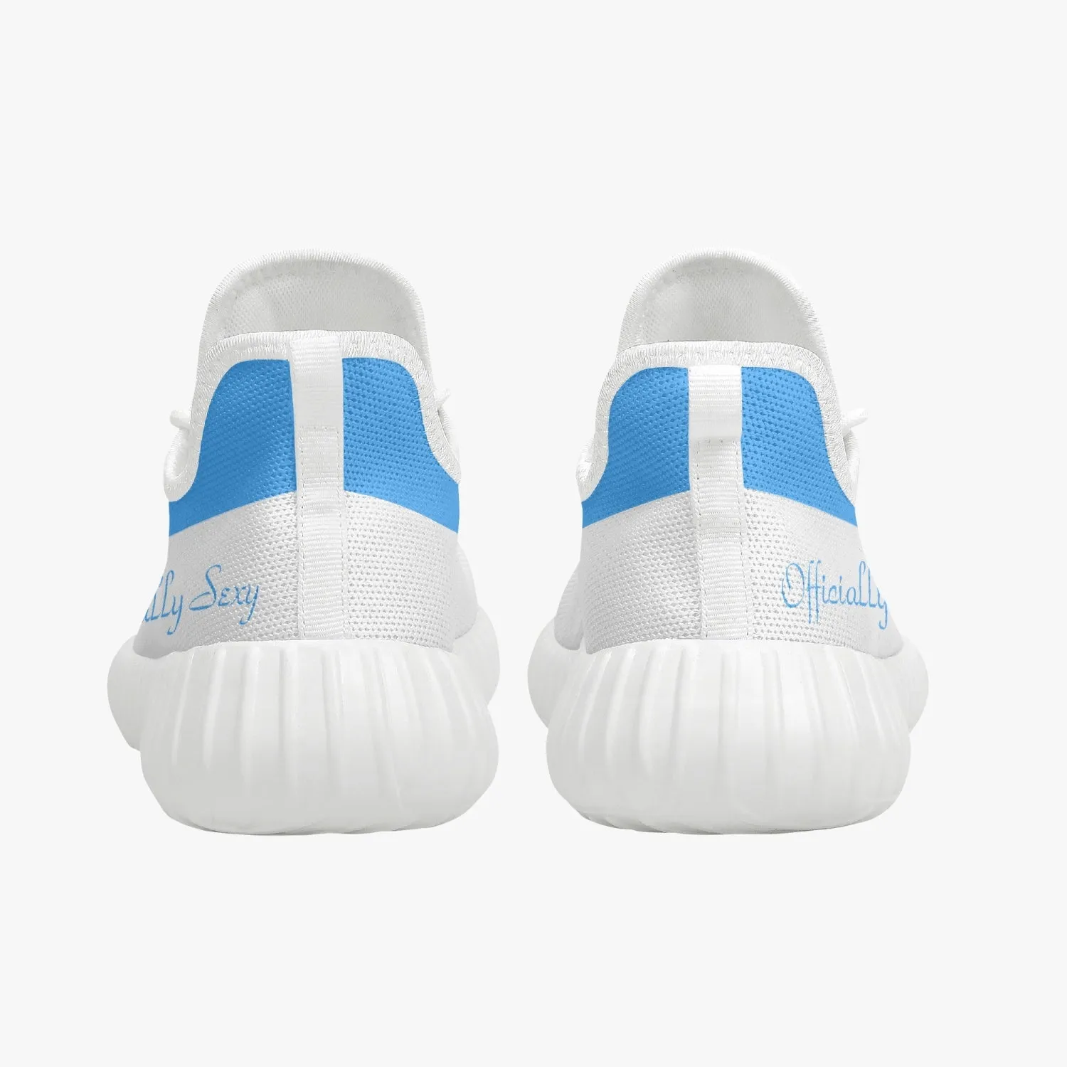 Officially Sexy Baby Blue & White Laser Mesh Knit Sneakers - With White or Black Sole