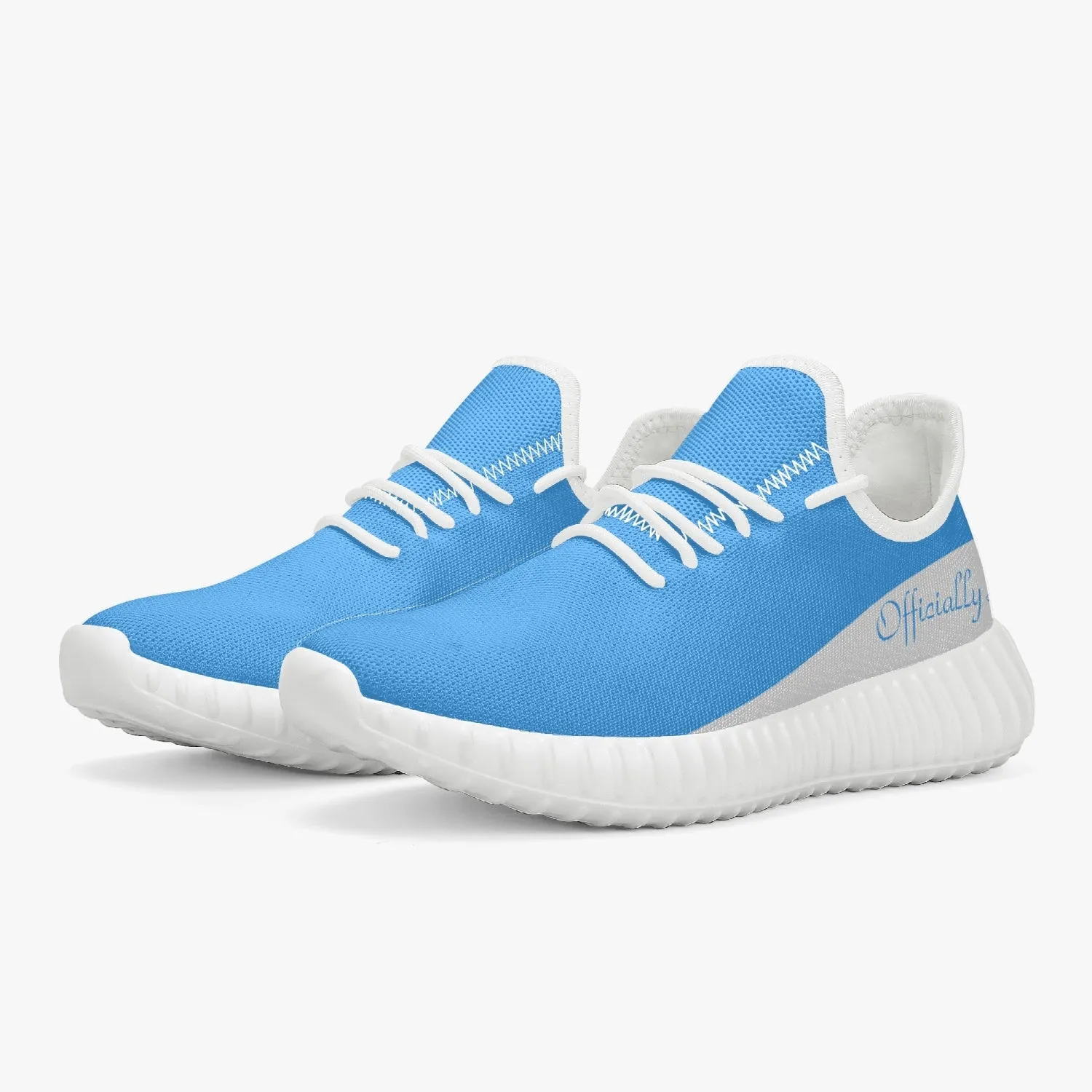 Officially Sexy Baby Blue & White Laser Mesh Knit Sneakers - With White or Black Sole