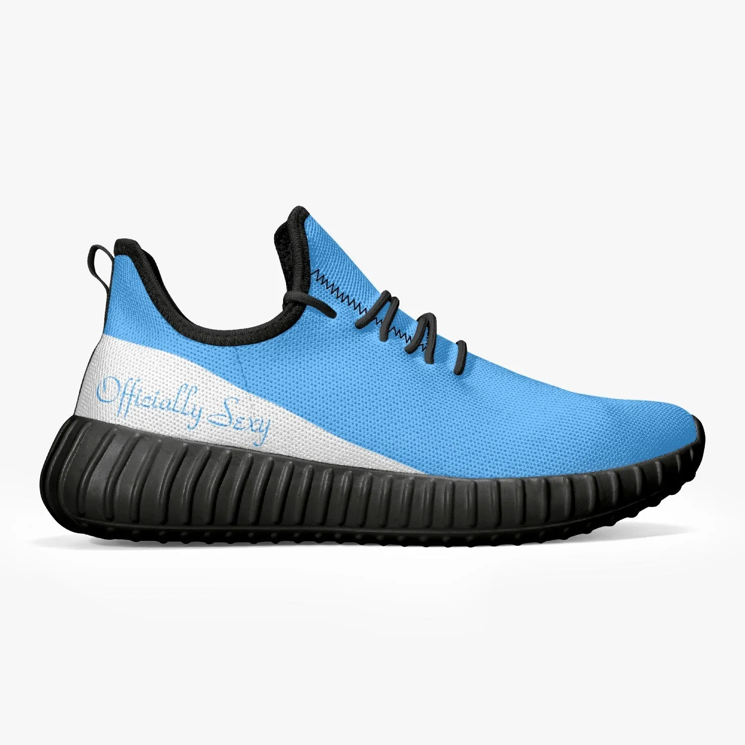 Officially Sexy Baby Blue & White Laser Mesh Knit Sneakers - With White or Black Sole