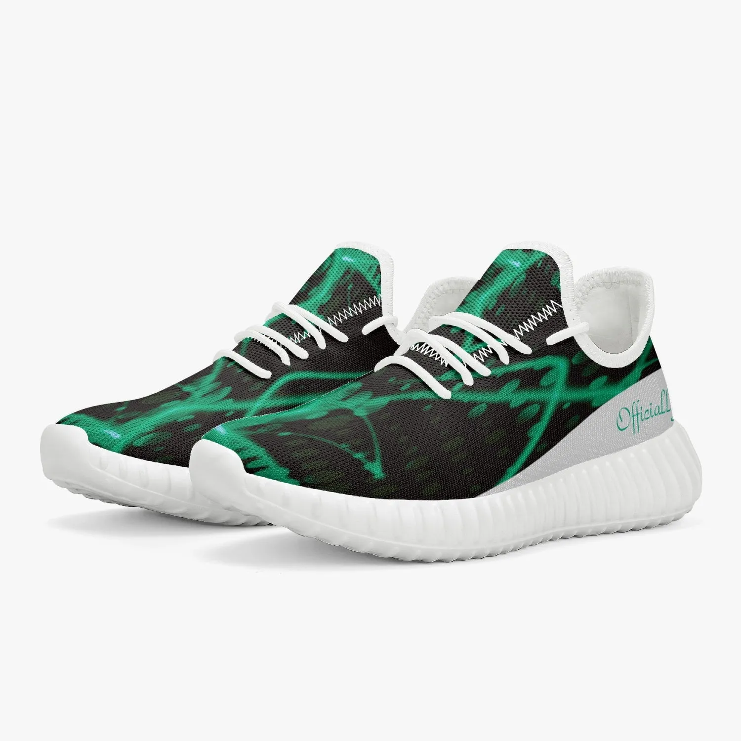 Officially Sexy Baby Mint & White Laser Print Mesh Knit Sneakers - With White or Black Sole