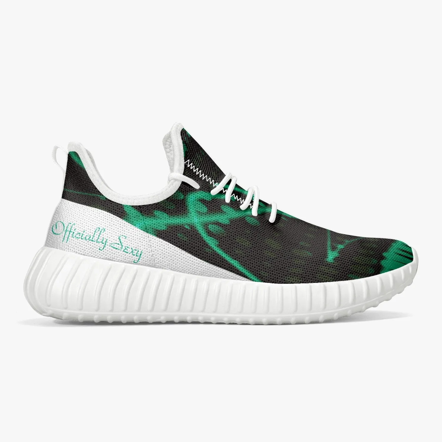 Officially Sexy Baby Mint & White Laser Print Mesh Knit Sneakers - With White or Black Sole