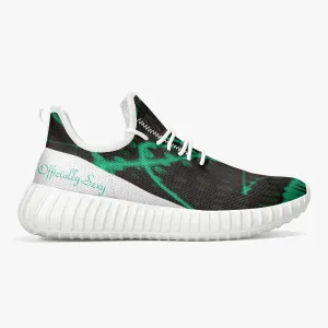 Officially Sexy Baby Mint & White Laser Print Mesh Knit Sneakers - With White or Black Sole