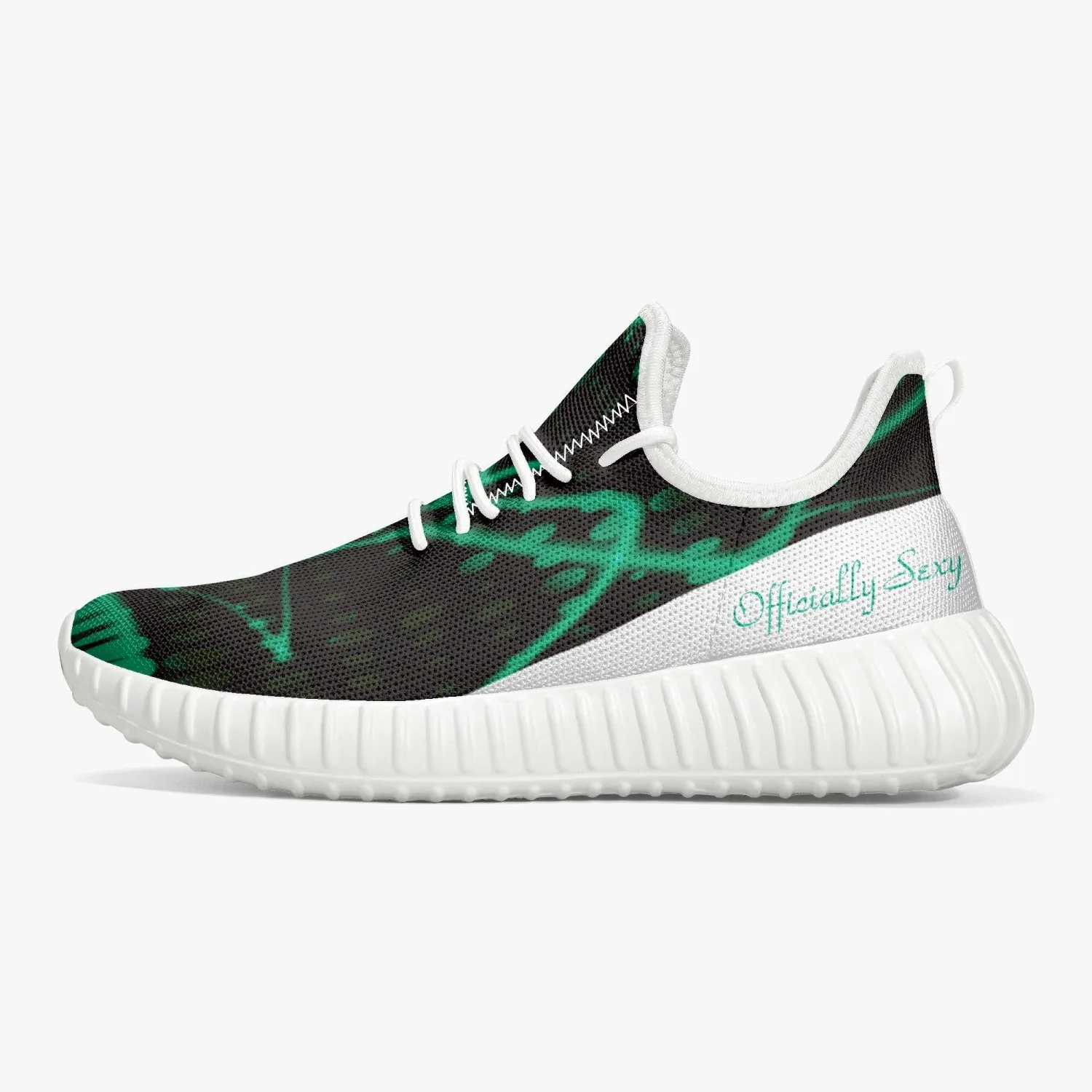 Officially Sexy Baby Mint & White Laser Print Mesh Knit Sneakers - With White or Black Sole