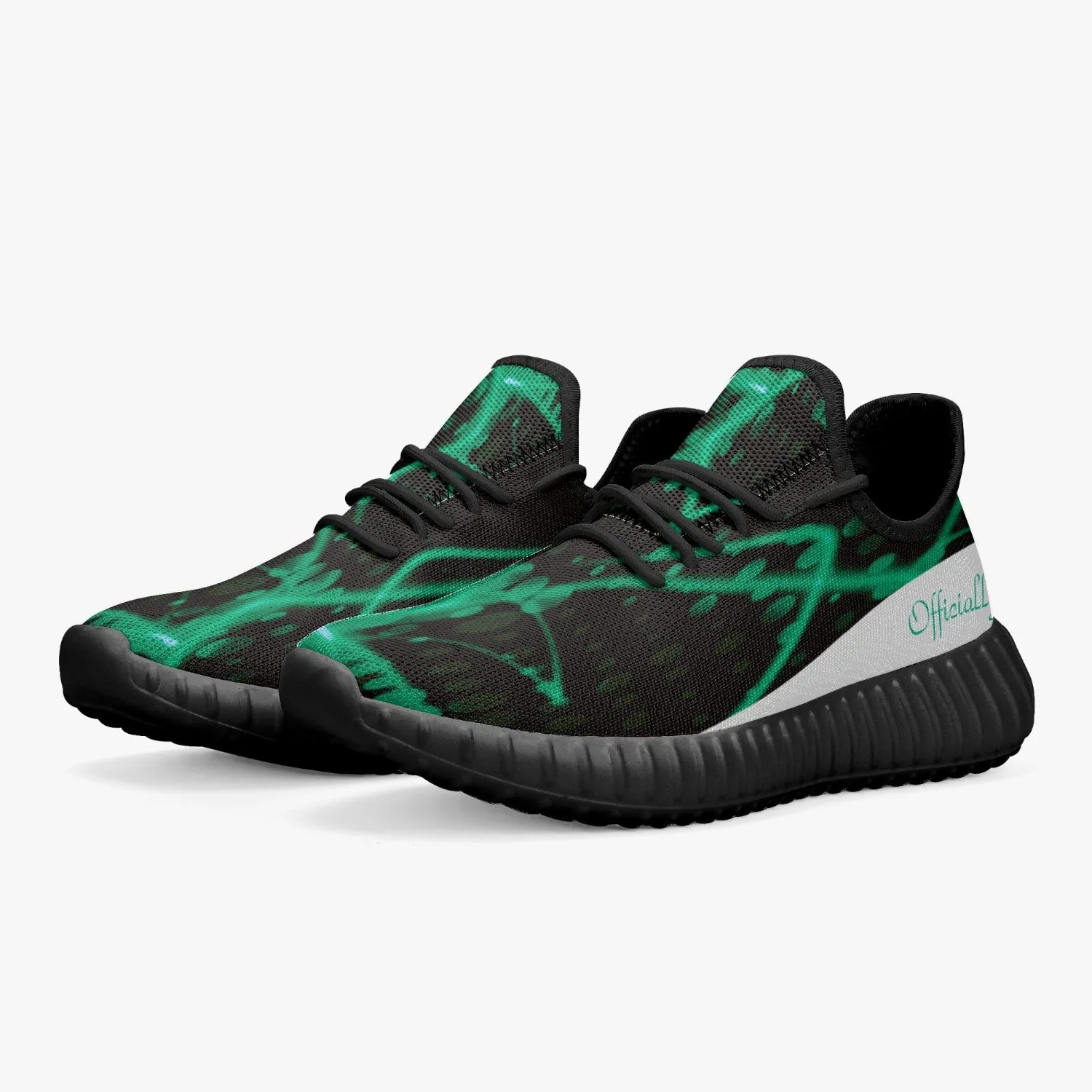 Officially Sexy Baby Mint & White Laser Print Mesh Knit Sneakers - With White or Black Sole