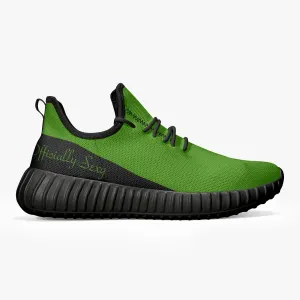 Officially Sexy Green & Black Laser Mesh Knit Sneakers - With White or Black Sole