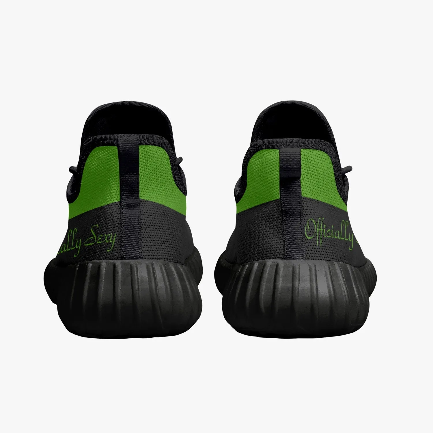 Officially Sexy Green & Black Laser Mesh Knit Sneakers - With White or Black Sole