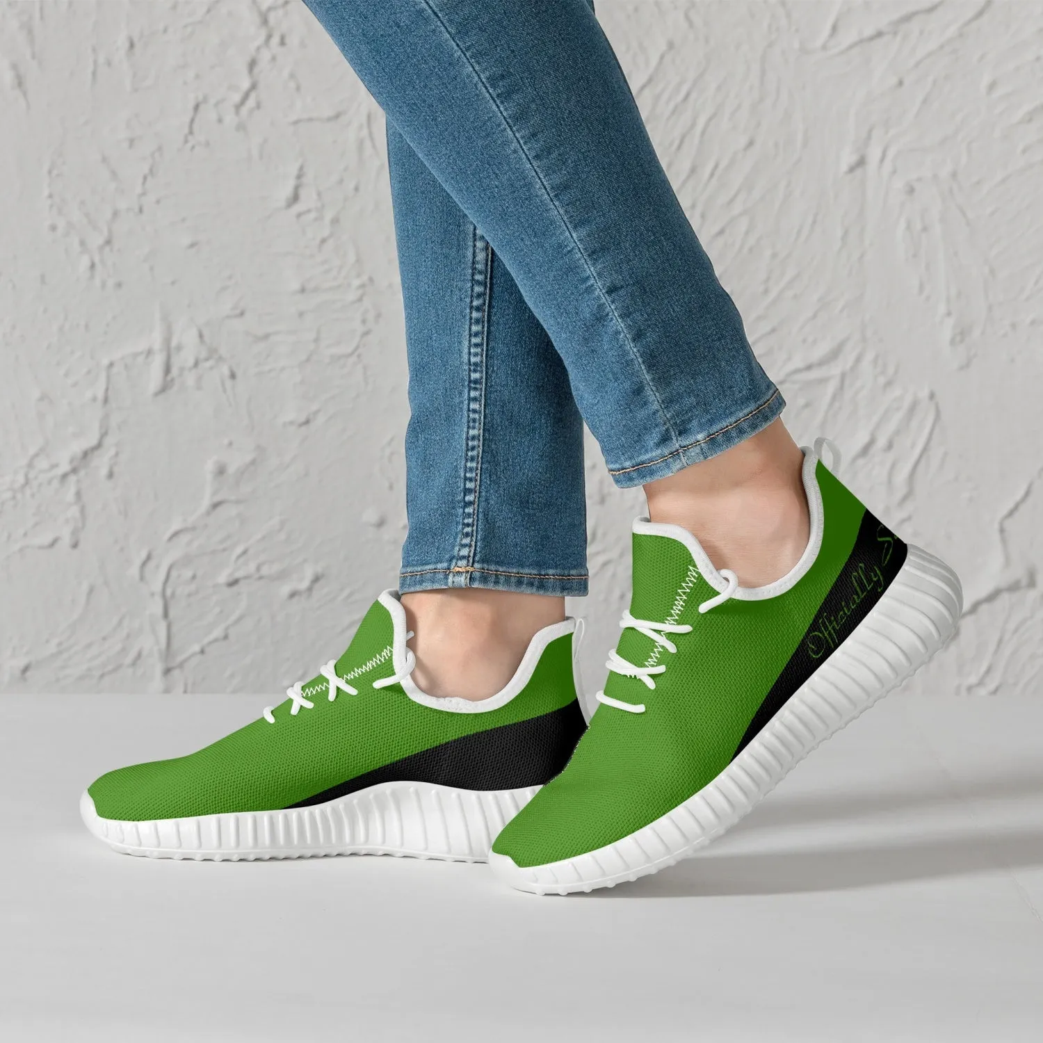 Officially Sexy Green & Black Laser Mesh Knit Sneakers - With White or Black Sole