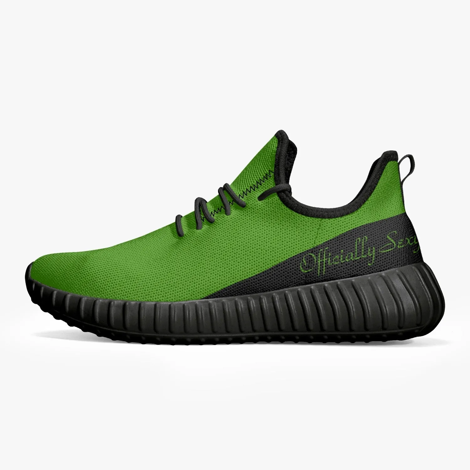 Officially Sexy Green & Black Laser Mesh Knit Sneakers - With White or Black Sole