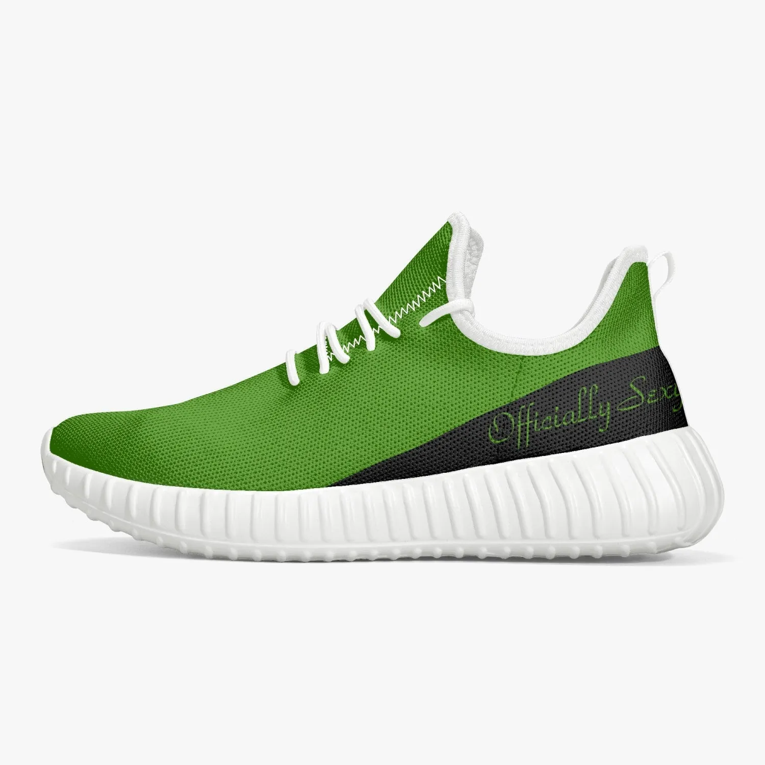 Officially Sexy Green & Black Laser Mesh Knit Sneakers - With White or Black Sole